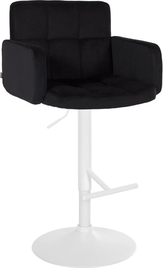 CLP Los Angeles Barkruk Met armleuning Met rugleuning Verstelbaar Velvet Fluweel zwart wit