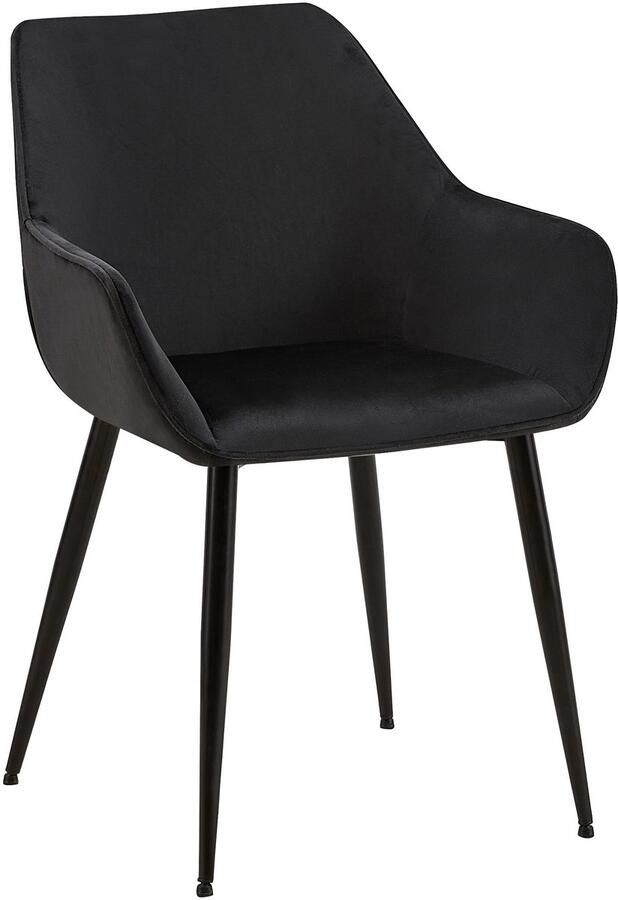 CLP Luena Eetkamerstoel met armleuning zwart metalen frame tot 150 kg belastbaar Fluweel zwart