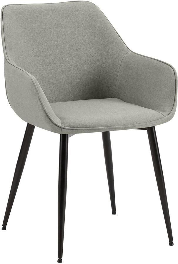 CLP Luena Eetkamerstoel met armleuning zwart metalen frame tot 150 kg belastbaar Stof licht grijs