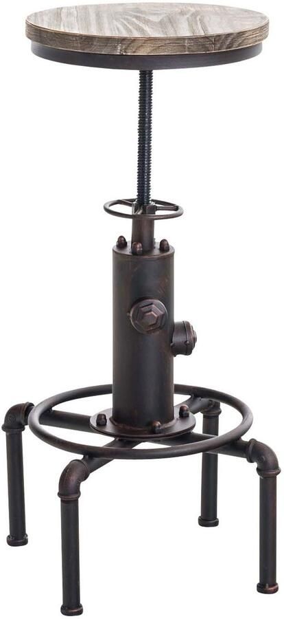 CLP Lumos Barkruk Industrieel In Hoogte Verstelbaar Houten Zitting Metalen Onderstel Zonder Rugleuning Ø32 5 cm bronzen bronzen