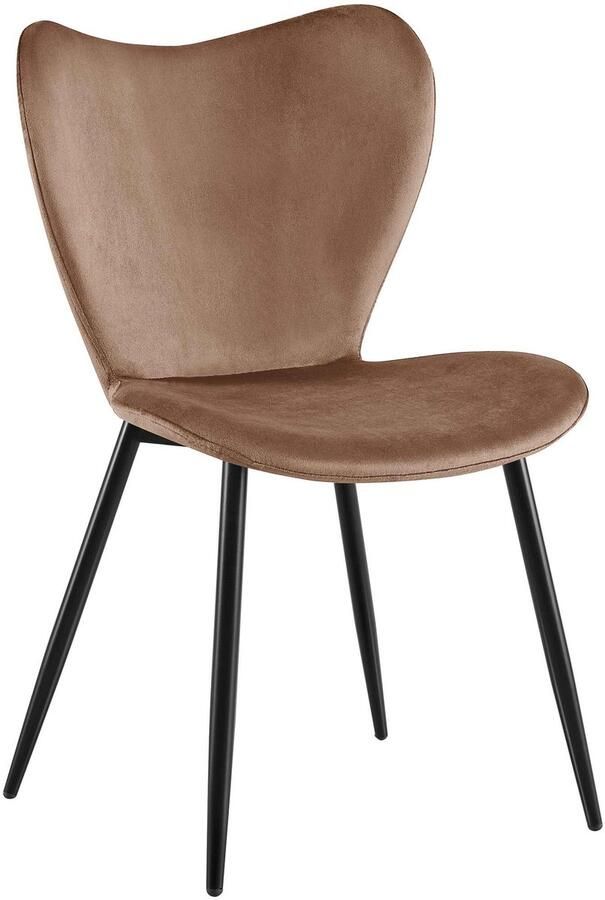 CLP Maika Eetkamerstoel klassiek keukenstoel met rugleuning en zwart metalen frame maximaal 150 kg Fluweel bruin