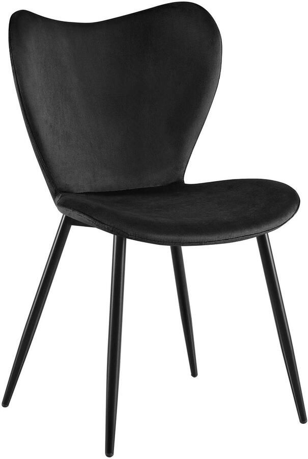 CLP Maika Eetkamerstoel klassiek keukenstoel met rugleuning en zwart metalen frame maximaal 150 kg Fluweel zwart