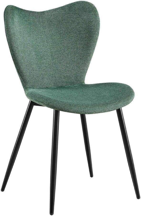 CLP Maika Eetkamerstoel klassiek keukenstoel met rugleuning en zwart metalen frame maximaal 150 kg Stof groen