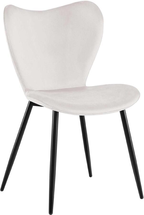 CLP Maika Eetkamerstoel klassiek keukenstoel met rugleuning en zwart metalen frame maximaal 150 kg Fluweel grijs