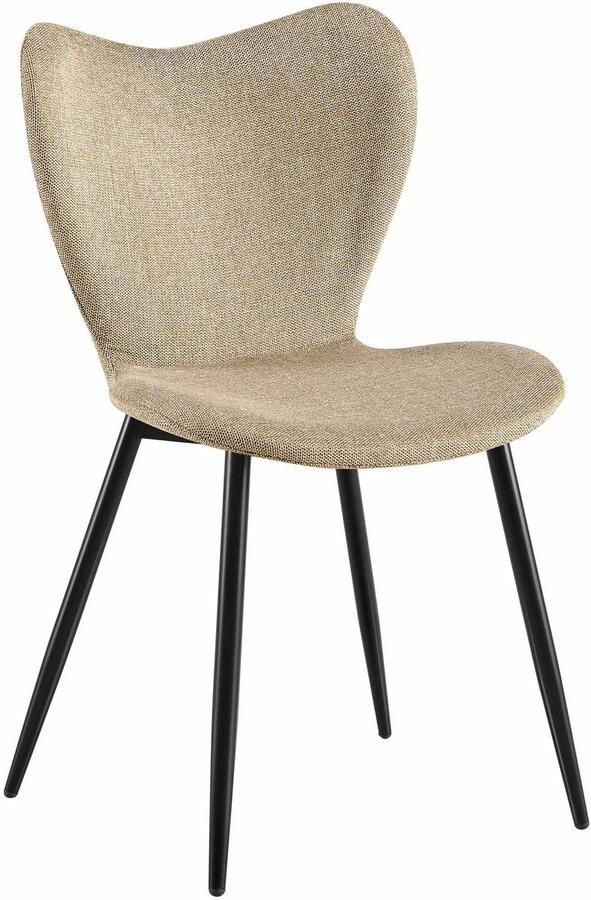 CLP Maika Eetkamerstoel klassiek keukenstoel met rugleuning en zwart metalen frame maximaal 150 kg Stof taupe