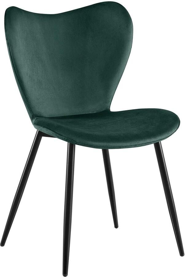 CLP Maika Eetkamerstoel klassiek keukenstoel met rugleuning en zwart metalen frame maximaal 150 kg Fluweel groen