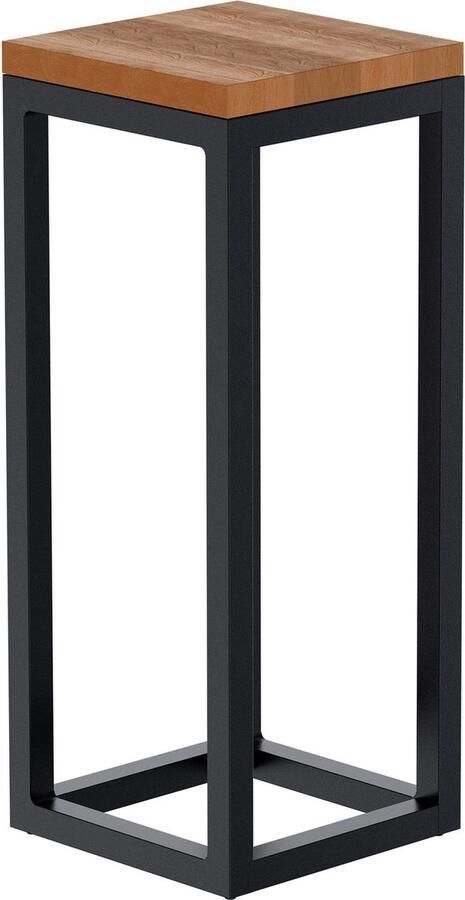 CLP Manteo Bijzettafel metaal met hout woonkamer Salontafel van eikenhout Sofa-tafel met metalen frame Vierkant nachtkastje 46x25x67 cm - Foto 2