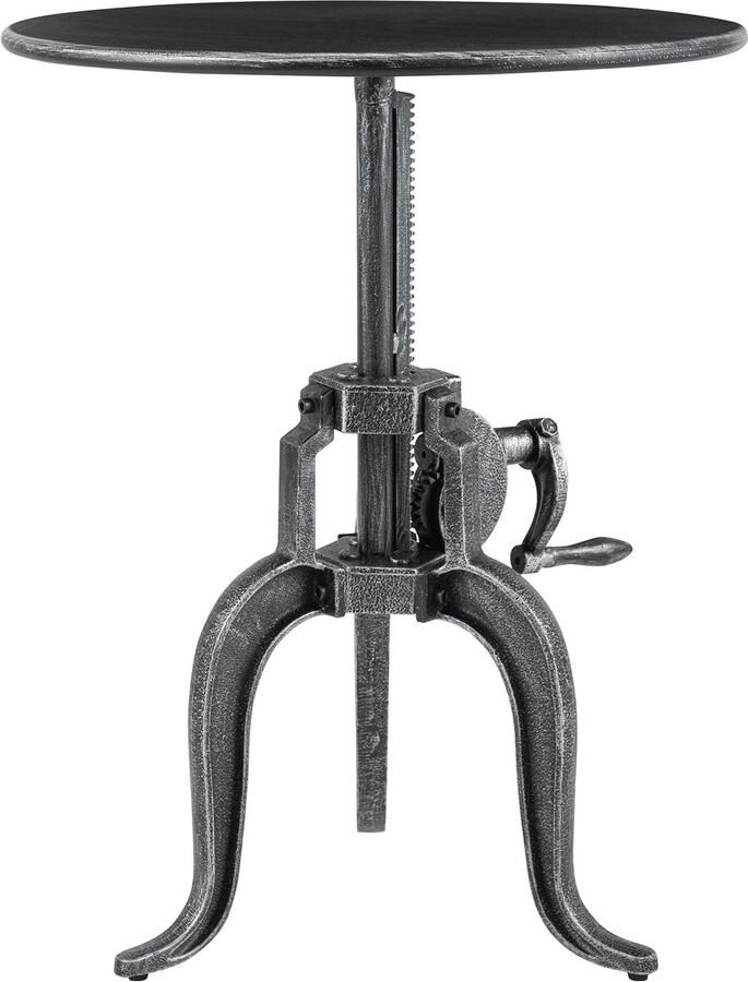 CLP Marcos Bijzettafel bank woonkamer Metalen poten rond tafelblad Industriële stijl 50 cm antiek zilver - Foto 2