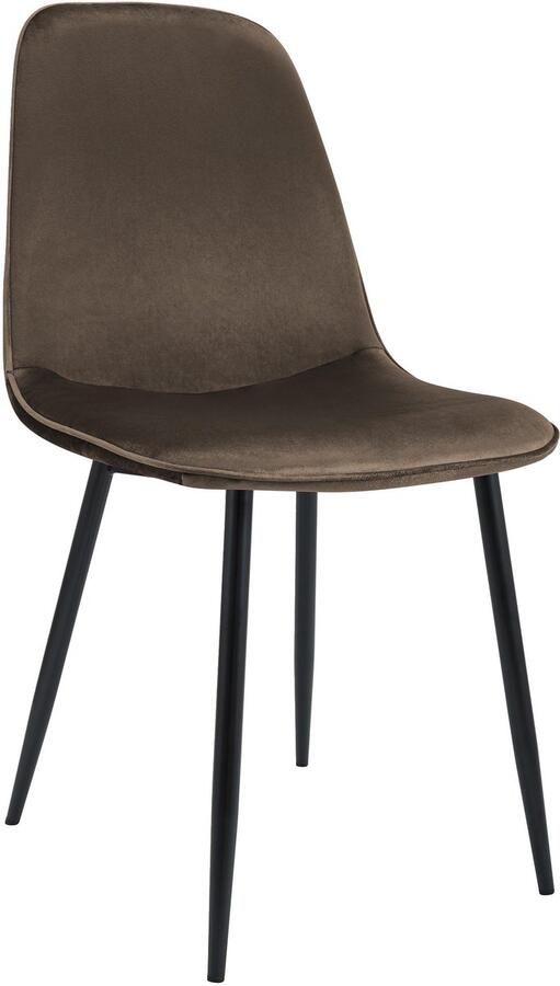 CLP Maryam Eetkamerstoel klassiek met rugleuning zwart metalen frame belastbaar tot 150 kg Fluweel bruin