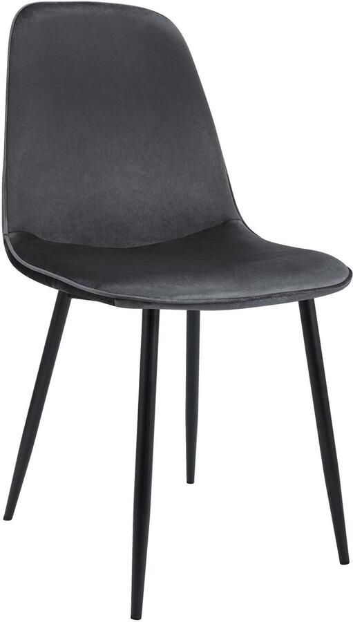 CLP Maryam Eetkamerstoel klassiek met rugleuning zwart metalen frame belastbaar tot 150 kg Fluweel donkergrijs