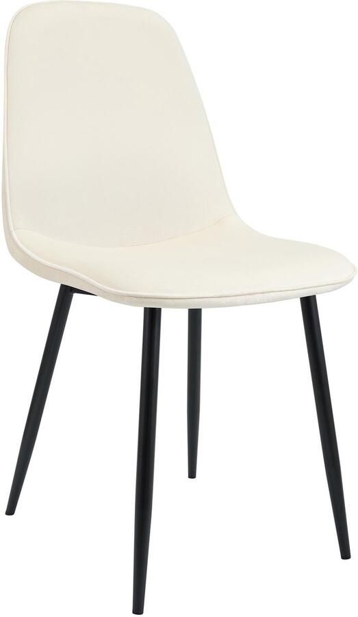 CLP Maryam Eetkamerstoel klassiek met rugleuning zwart metalen frame belastbaar tot 150 kg Fluweel creme