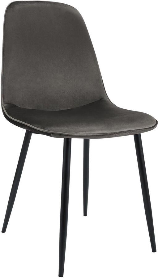 CLP Maryam Eetkamerstoel klassiek met rugleuning zwart metalen frame belastbaar tot 150 kg Fluweel antraciet
