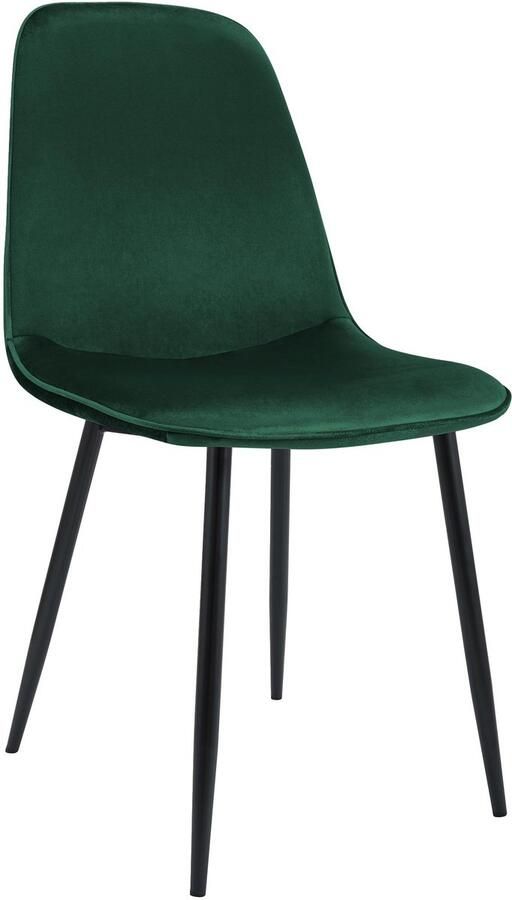 CLP Maryam Eetkamerstoel klassiek met rugleuning zwart metalen frame belastbaar tot 150 kg Fluweel groen