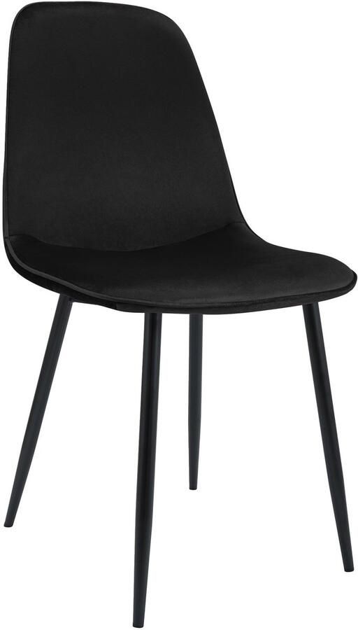 CLP Maryam Eetkamerstoel klassiek met rugleuning zwart metalen frame belastbaar tot 150 kg Fluweel zwart