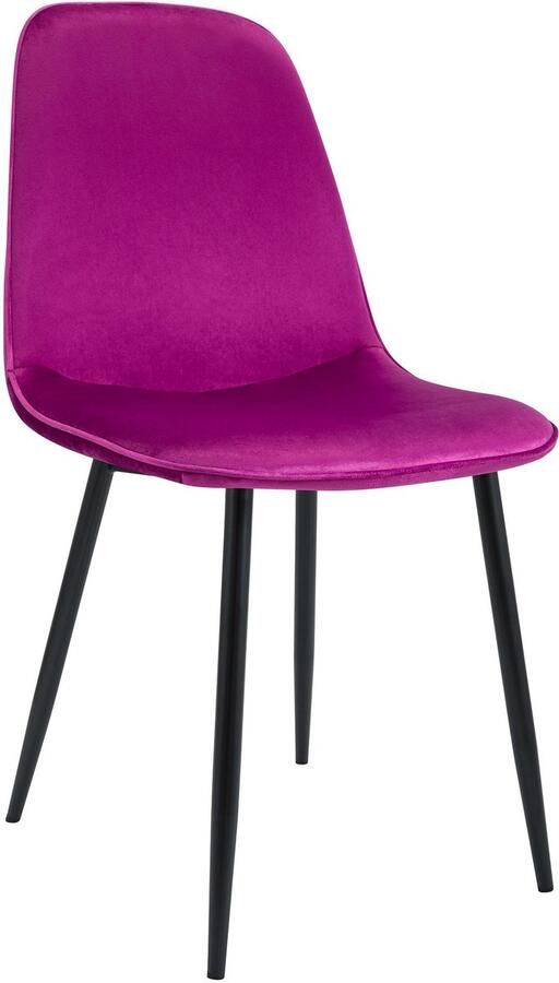 CLP Maryam Eetkamerstoel klassiek met rugleuning zwart metalen frame belastbaar tot 150 kg Fluweel purper