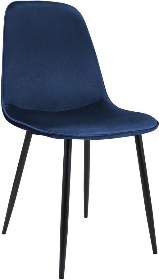 CLP Maryam Eetkamerstoel klassiek met rugleuning zwart metalen frame belastbaar tot 150 kg Fluweel donkerblauw