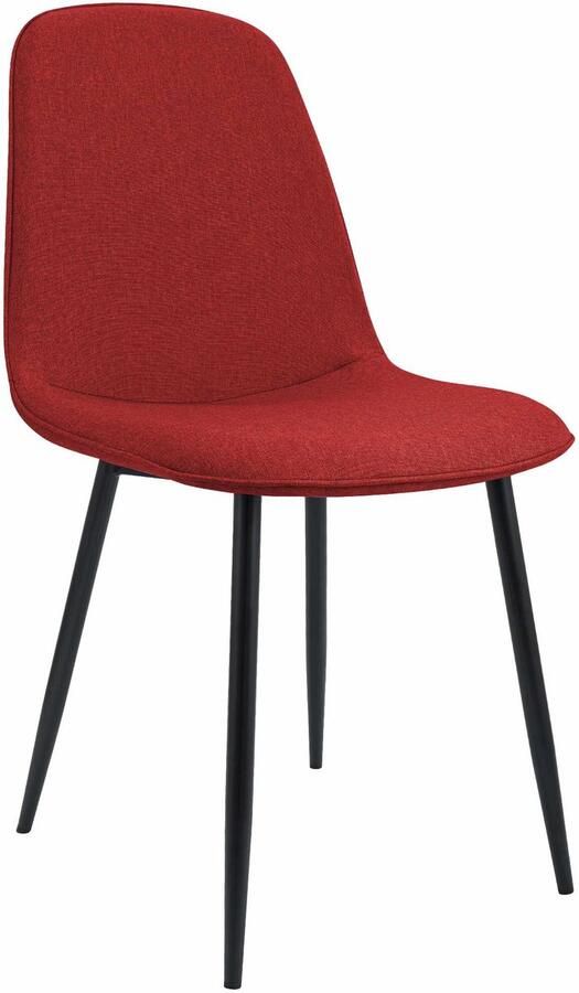 CLP Maryam Eetkamerstoel klassiek met rugleuning zwart metalen frame belastbaar tot 150 kg Stof rood