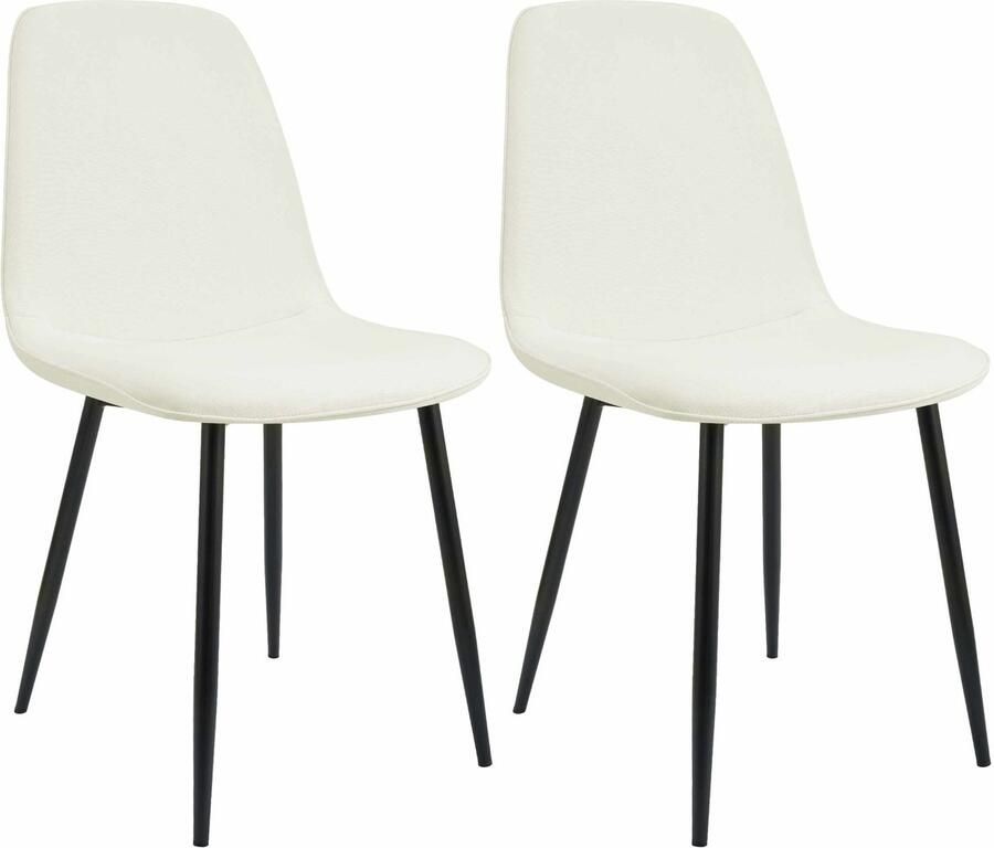 CLP Maryam Set van 2 eetkamerstoelen klassiek met rugleuning zwart metalen frame belastbaar tot 150 kg Stof creme
