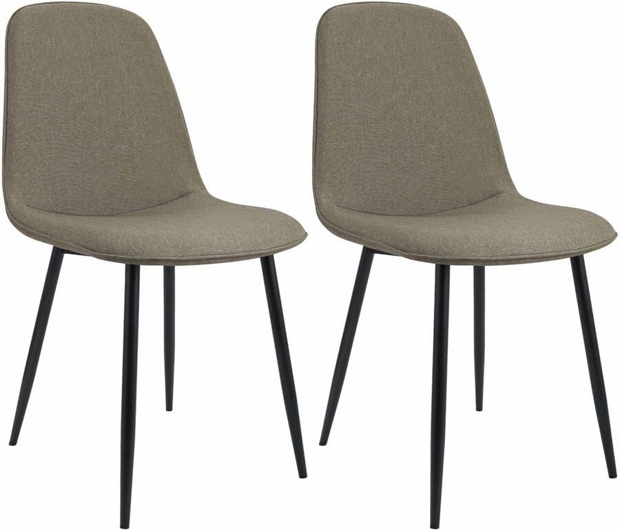 CLP Maryam Set van 2 eetkamerstoelen klassiek met rugleuning zwart metalen frame belastbaar tot 150 kg Stof taupe