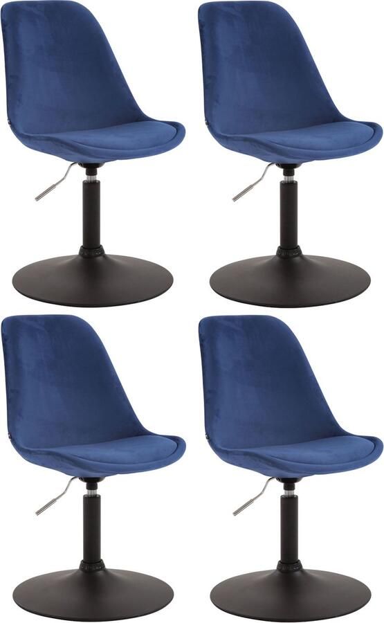Clp Maverick Set van 4 Eetkamerstoelen Fluweel blauw zwart
