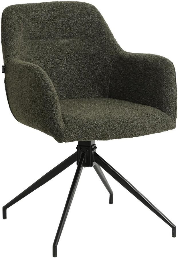 CLP Merlinda Eetkamerstoel met armleuningen 180° draaibare klassiek in teddy-stoffering Stof donkergroen