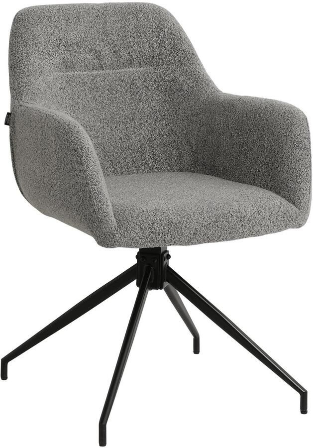 CLP Merlinda Eetkamerstoel met armleuningen 180° draaibare klassiek in teddy-stoffering Stof grijs