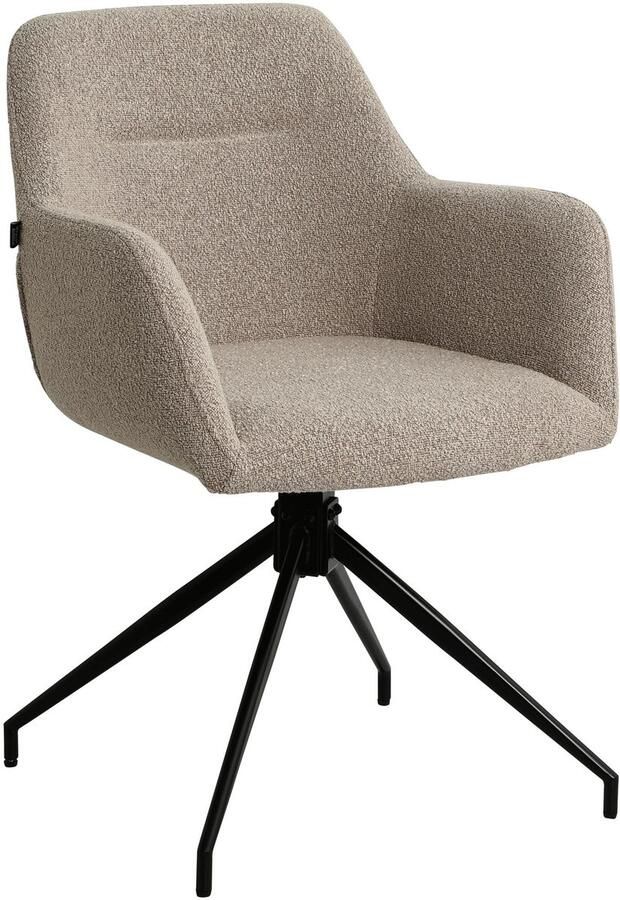 CLP Merlinda Eetkamerstoel met armleuningen 180° draaibare klassiek in teddy-stoffering Stof taupe