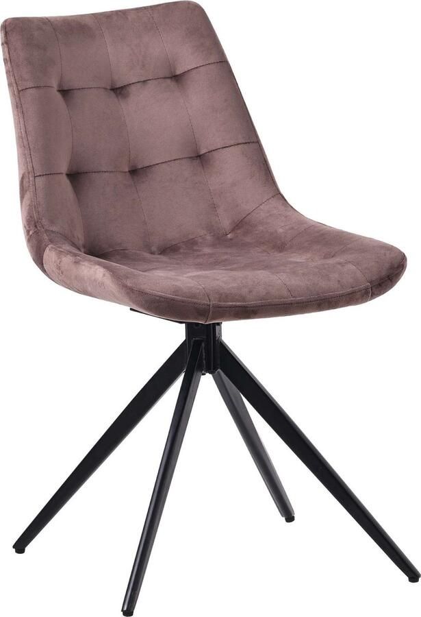 CLP Merna Eetkamerstoel klassiek Draaibaar zonder armleuning met rugleuning bruin Fluweel