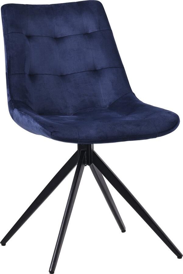 CLP Merna Eetkamerstoel klassiek Draaibaar zonder armleuning met rugleuning donkerblauw Fluweel