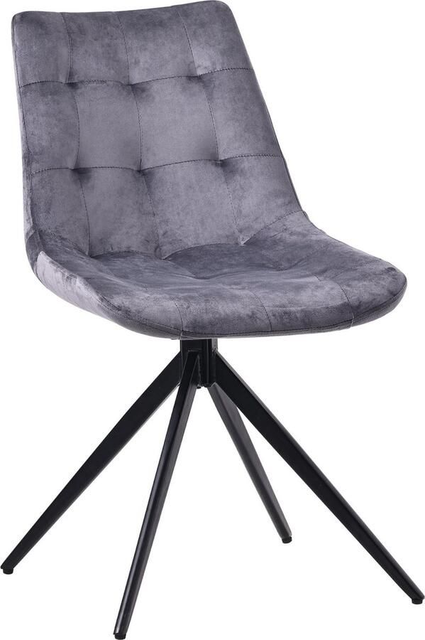 CLP Merna Eetkamerstoel klassiek Draaibaar zonder armleuning met rugleuning donkergrijs Fluweel