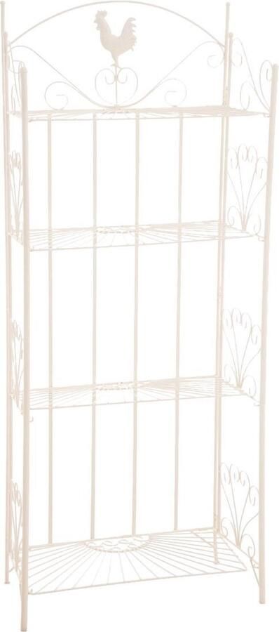 CLP Mia Plantenrek buiten binnen Plantentrap inklapbaar- Bloemenrek Plantenetagere Plantenladder Vier Etages creme