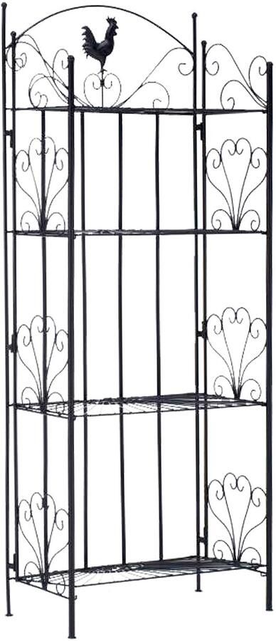 CLP Mia Plantenrek buiten binnen Plantentrap inklapbaar- Bloemenrek Plantenetagere Plantenladder Vier Etages zwart