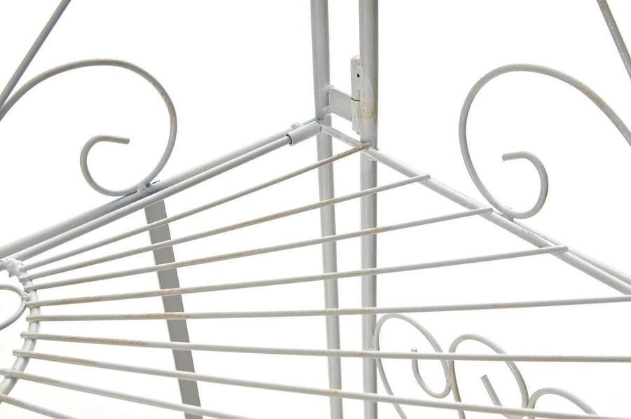 CLP Mia Plantenrek buiten binnen Plantentrap inklapbaar- Bloemenrek Plantenetagere Plantenladder Vier Etages antiek wit