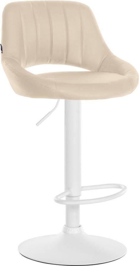 CLP Milet Barkruk Met rugleuning Verstelbaar Kunstleer creme wit
