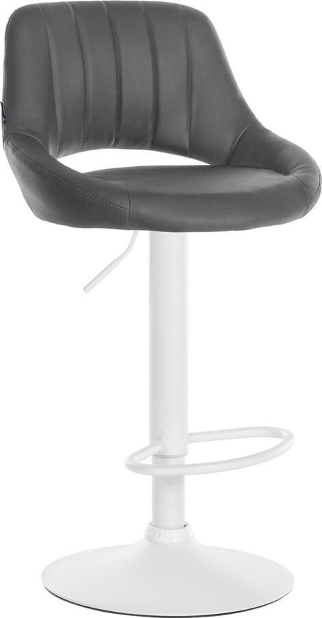 Clp Milet Barkruk Met rugleuning Verstelbaar Kunstleer grijs wit