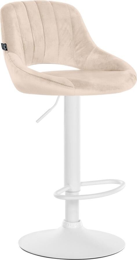 Clp Milet Barkruk Met rugleuning Verstelbaar Velvet Fluweel creme wit