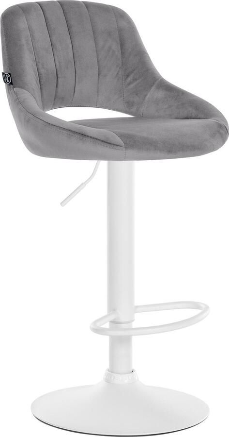 Clp Milet Barkruk Met rugleuning Verstelbaar Velvet Fluweel donkergrijs wit