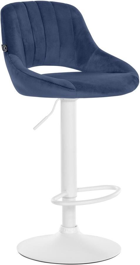 CLP Milet Barkruk Met rugleuning Verstelbaar Velvet Fluweel wit blauw
