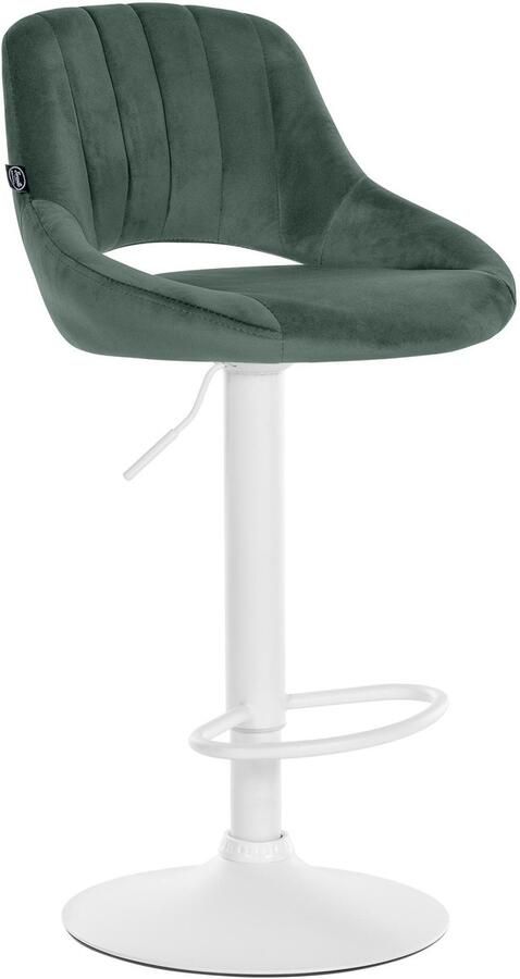 CLP Milet Barkruk Met rugleuning Verstelbaar Velvet Fluweel wit groen