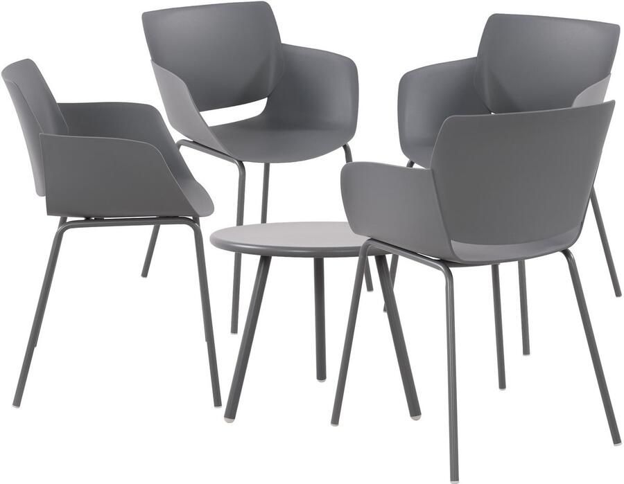 Clp Berena Tuinset Set bestaande uit Berea tafel en Alpena stoelen weerbestendig UV-bestendig donkergrijs 4 stoelen