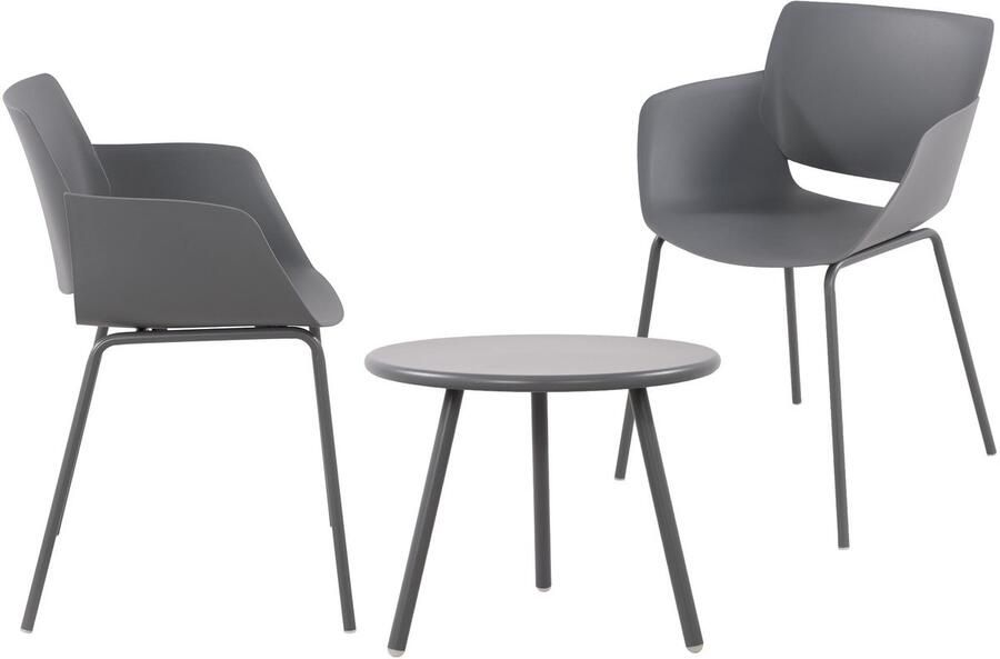 Clp Minota Tuinset Set van Minot tafel en Alpena stoelen weerbestendig UV-bestendig donkergrijs 2 stoelen