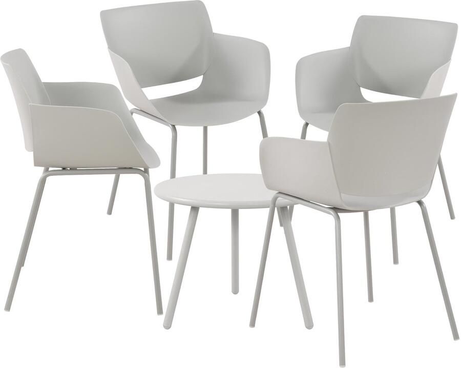 Clp Minota Tuinset Set van Minot tafel en Alpena stoelen weerbestendig UV-bestendig licht grijs 4 stoelen