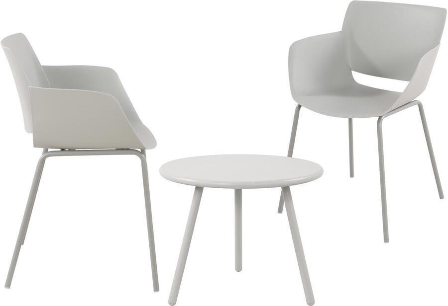 Clp Minota Tuinset Set van Minot tafel en Alpena stoelen weerbestendig UV-bestendig licht grijs 2 stoelen