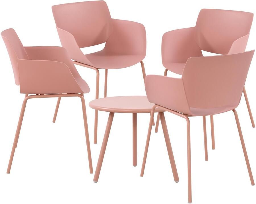 Clp Berena Tuinset Set bestaande uit Berea tafel en Alpena stoelen weerbestendig UV-bestendig roze 4 stoelen