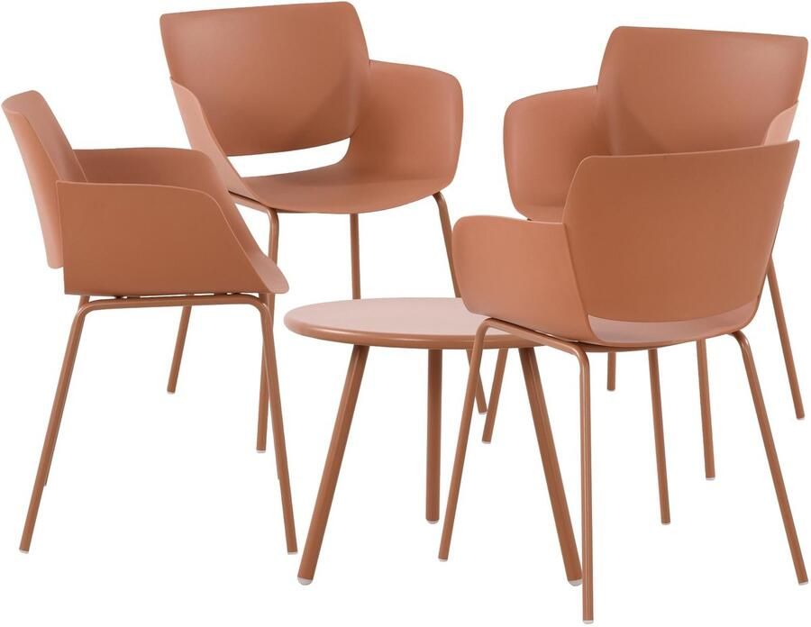 Clp Minota Tuinset Set van Minot tafel en Alpena stoelen weerbestendig UV-bestendig terracotta 4 stoelen