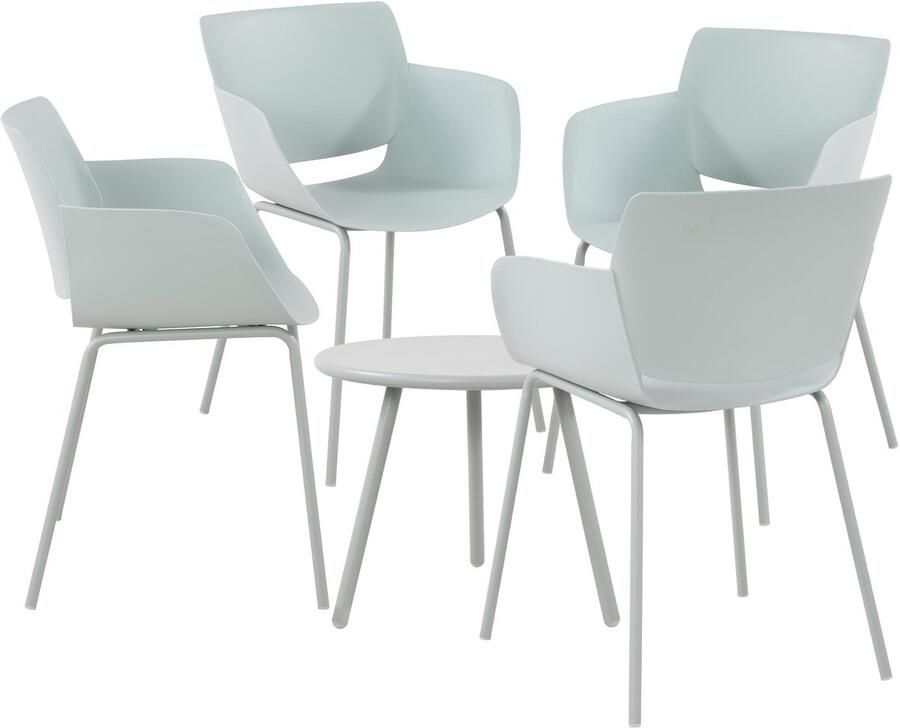 Clp Minota Tuinset Set van Minot tafel en Alpena stoelen weerbestendig UV-bestendig turkis 4 stoelen
