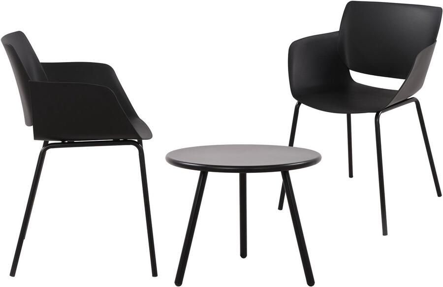 Clp Minota Tuinset Set van Minot tafel en Alpena stoelen weerbestendig UV-bestendig zwart 2 stoelen