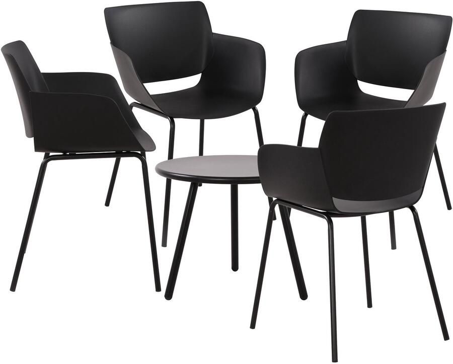 Clp Minota Tuinset Set van Minot tafel en Alpena stoelen weerbestendig UV-bestendig zwart 4 stoelen