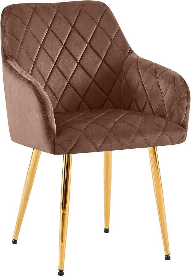 CLP Monett Eetkamerstoel met armleuning klassiek metalen frame Velvet goud bruin