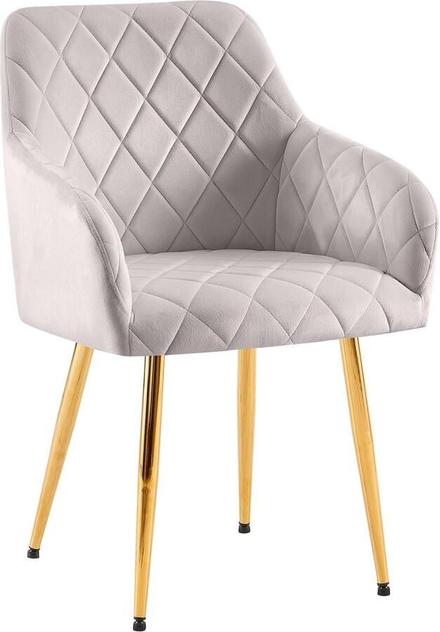 CLP Monett Eetkamerstoel met armleuning klassiek metalen frame Velvet goud grijs